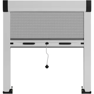 Fliegengitter Insektenschutzrollo aus Aluminium nach Maß für Fenster, einfaches Anbringen, komplettes Set (Breite 50 cm bis 149 cm Höhe 150 cm bis 190 cm)