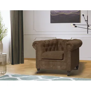 Home Affaire Chesterfield-Sessel Aarburg Polyester 98 x 77 x 87 cm Braun mit Rollen