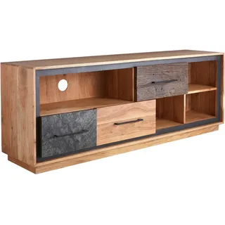 Landscape Lowboard , Braun, Akaziefarben, Dunkelgrau , Metall , Akazie, Recyclingholz , furniert, massiv , Holz , 3 Schublade(n) Schubladen , 160x60x40 cm , Beimöbel erhältlich, stehend , Wohnzimmer, TV Möbel, Lowboards, Lowboards stehend