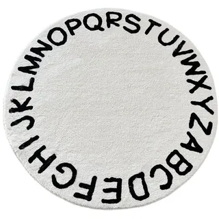 Fouriding ABC Alphabet Runder Teppich für Kinder Weicher Plüsch Kinderzimmer Teppich Baby Lernspiel Krabbelmatte Rutschfester Teppich Bodenkissen für Klassenzimmer Spielzimmer Schlafzimmer