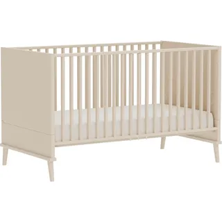 Babybett PAIDI "EEFJE 70x140cm in Beige, umbaubares Kinderbett mit Massivholz", cashmere, beige, B:147cm H:88cm T:76cm, Holzwerkstoff, Massivholz, Babybetten, Babybett, Gitterbett 4-fach höhenverstellbar, entnehmbare Sprossen, Juniorbett