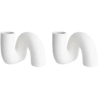 Butlers Vase (2er Set) Pipe , Weiß , Keramik , 16 cm , Dekoration, Vasen, Keramikvasen