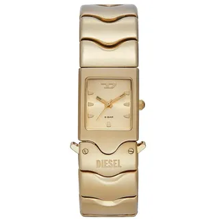 Diesel Closer Herren Uhr, Solarbetriebenes Quarzwerk mit Silikon-, Edelstahl- oder Lederarmband, Gold-Ton, 22MM