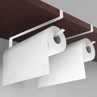 Küchenrollenhalter Ohne Bohren Rollenhalter küchen Organizer Metall Küchenrollenhalter Unterschrank Papier für Küche Bad Hängen Papierhandtuchhalter Kleiderbügel Weiß