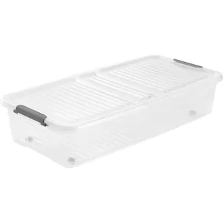 keeeper Unterbettbox mit Deckel, 77 x 38 x 16 cm, 33 L, Aufbewahrungsbox, Transparent