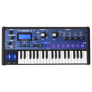 Novation MiniNova, kompakter VA-Synthesizer mit 37 Minitasten – Robuster, kompakter, leistungsstarker Mini-Synthesizer mit Stimmeffekt/Vocoder, 256 Werksklängen und fünf Effekten pro Stimme