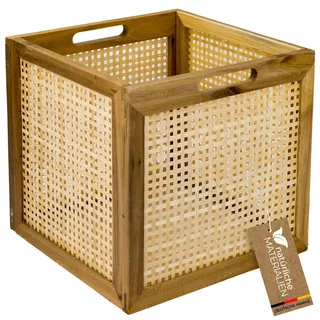 HMF Aufbewahrungskorb für Kallax Regale Rattan mit Wiener Geflecht 32 x 34 x 32 cm braun