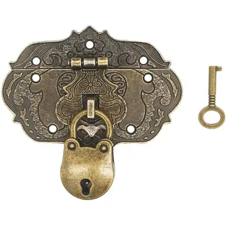 QLEUIFT 1 pcs Haspe Vintage Antik-Verschlüsse, Bronze Eisen Design, Möbel-Verschlüsse, Beschläge für Vorhänge-Schloss Schlösser an Truhen Kisten Schieber Klassizismus