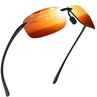 JIM HALO Sport Sonnenbrille Herren TR90 Randlos Damen für Fahren Golf | Polarisiert/Non Polarisiert,Leicht,17g/0.6oz,Rundum-Verpackung,Laufen,Angeln,Baseball