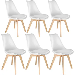 tectake Esszimmerstuhl 6er Set Frederikke, 49 x 56 x 82,5 cm, weiß , Weiß , Textil , 49x82x53 cm , Esszimmer, Stühle
