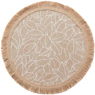Douceur d'Intérieur Colombie Tischset (Durchmesser 38 cm), Bedruckte Jute und Fransen