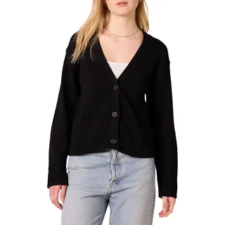 Amazon Essentials Damen Kurzer Cardigan mit V-Ausschnitt in lockerer Passform, Schwarz, S