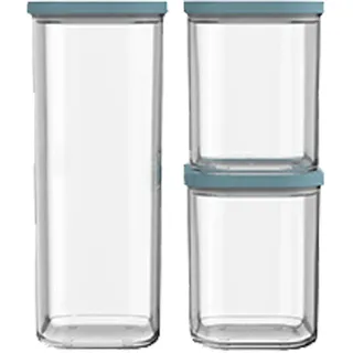 Mepal | Vorratsbehälter Modula 3-teiliges Set | Aufbewahrungsboxen mit Deckel | Küchenorganizer & Vorratsboxen | Stapelbar & Luftdicht | 1x 2000 ml & 2x 1000 ml | Nordic Green - Grün