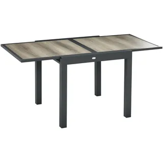 Outsunny Gartentisch Ausziehbar 160 x 80 x 75 cm Beige/Grau