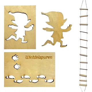 HQRKOTM 1 PCS Wichtel Fußspuren Schablone, Gnome Streich Strickleiter, Baustelle, Zubehör Weihnachten, Weihnachtsdeko Indoor Elf, wichtel zubehör,für Böden, Fensterdekoration(D).