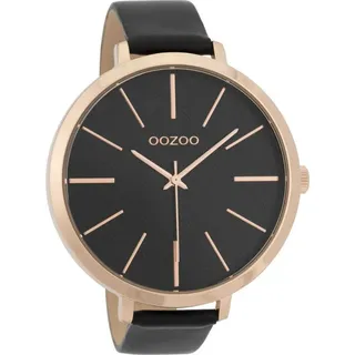 Oozoo XXL Damenuhr C9679 Rose Lederband Schwarz 48 mm