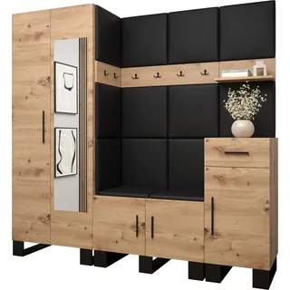 Garderobe ARTIN Set 13 mit gepolsterten Paneelen Industrial Design - Schwarz