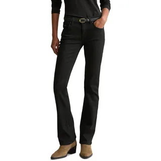 Bootcut-Jeans MARC O'POLO DENIM "NELLA", Damen, Gr. 27, Länge 30, schwarz, Denim/Jeans, Obermaterial: 90% Baumwolle, 8% Elastomultiester, 2% Elasthan, slim fit lang, Jeans Bootcut-Jeans, normale Leibhöhe, Slim Fit, superstretchigem Organic Cotton-Mix