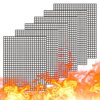 WholeFire Grillmatte Set, Antihaft Gitter BBQ Grillmatte Beschichtet Wiederverwendbar Backzubehör zum Grillen von Gasgrill, Backofen, Kochen, 40 x 33 cm