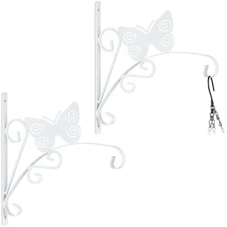 Relaxdays Blumenampel Halterung 2er Set Schmetterling HBT 30 x 30 x 2 cm weiß