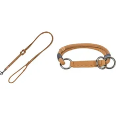TRIXIE BE NORDIC Set Sand: Leder-Hundeleine 1,20 m & Leder Zug-Stopp-Halsband XS-S 30 cm