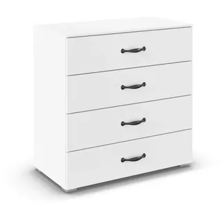 Rauch Möbel Aditio, Kommode für Schlafzimmer, Wohnzimmer, Kinderzimmer, Flur, 4 Schubladen, Soft-Close-Funktion, Sideboard im Landhausstil, Cottage, Farbe Weiß, Breite 80 cm