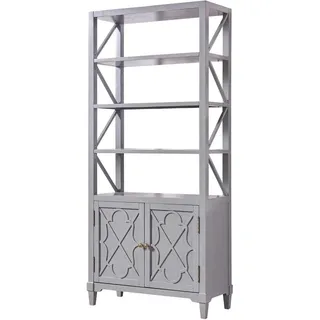 Schrank Bücher Schränke Regal Landhaus Wohnzimmer Büro Esszimmer Regale Holz Neu - Grau