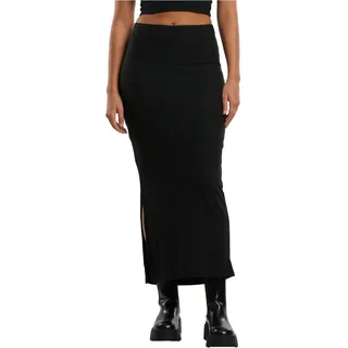 Urban Classics Ladies Rib High Slit Skirt Black, L