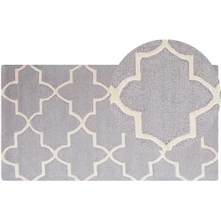 Beliani Teppich grau 80 x 150 cm marokkanisches Muster Kurzflor SILVAN Hellgrau