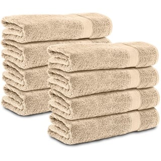 Komfortec 8er Handtücher 50x100 cm Set aus 100% Baumwolle, 470g/m2, Frottee, Weich, Beige