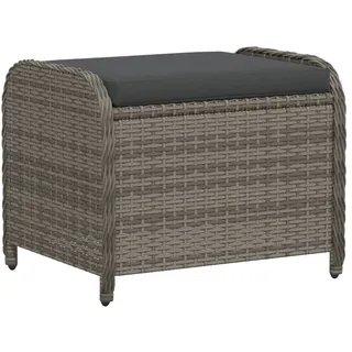 SYFAXTM Gartenhocker mit Kissen Grau 58x46x46 cm Poly Rattan - Grau
