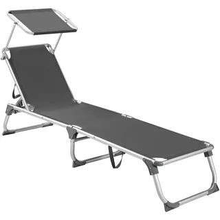 SONGMICS Gartenliege, klappbar 193 x 55 x 31 cm verstellbar rauchgrau - Grau