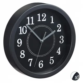 10x Wanduhr rund, kleine Uhr zum Aufhängen, klassisches Design, batteriebetrieben, Sekundenzeiger, Uhr, Ø 20 cm, schwarz - Schwarz