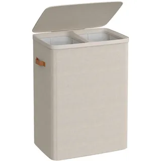 Wäschekorb , Cappuccino , Kunststoff, Textil, Papier, Holzwerkstoff , 170 l , rechteckig , 56x75x40 cm , Deckel, Innenfutter, zusammenfaltbar , Haushalt & Reinigung, Wäschepflege, Wäschekörbe & Wäschetonnen