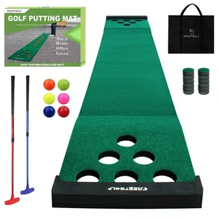 Kofull Golf Putting Matte Putting Green Indoor(kostenlose 2 Putter + 6 Golfbälle Driving Schlagmatten, 327 x 50 cm