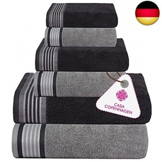 Casa Copenhagen Casa Copenhagen, 550 g/m2, 2 große Badetücher, 2 große Handtücher, 2 Waschlappen, superweiche ägyptische Baumwolle, 6-teiliges Handtuch-Set für Bad, Küche und Dusche - Mirage GRAU + Granit GRAU