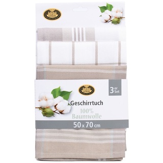 Gözze - Geschirrtuch-Set, 3-teilig, 100% Baumwolle, hohe Materialdichte (260 g/m2), 50 x 70 cm - Schlamm