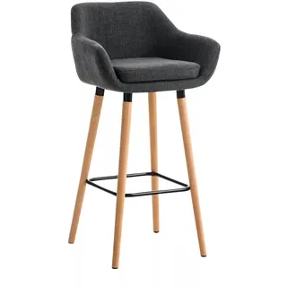 In And OutdoorMatch Luxus Barhocker Katrine - Dunkelgrau - 4-Bein-Gestell - Ergonomische Barstühle - 1er Set - Mit Rückenlehne - Armlehne - Fußstütze - Für Küche und Bar - Gepolsterte Sitzgelegenheit - Grau