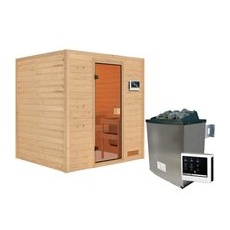 Karibu Sauna Adelina Set Naturbelassen mit Ofen 9 kW ext. Steuerung
