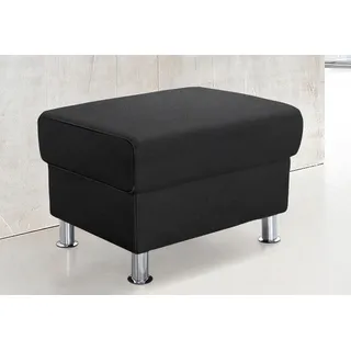 TRENDMANUFAKTUR Hocker "Rondo, Polsterhocker zur Serie, Breite 67 cm, Füße chromfarben", schwarz, B:67cm H:46cm T:53cm, Microfaser PRIMABELLE (100% Polyester);Kunstleder SOFTLUX;Struktur (54% Polyacryl, 46% Polyester);NaturLEDER (echtes Rindsleder) im Sitz, Korpus in 