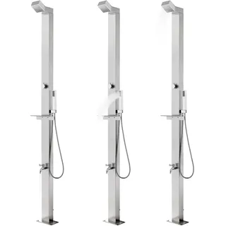 vidaXL Gartendusche mit Grauer Bodenplatte 225 cm Edelstahl - Grau