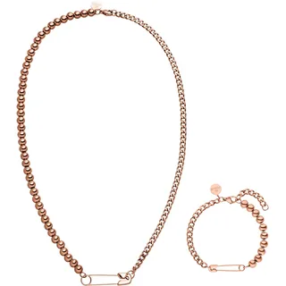 Purelei® Kipi Schmuckset (Rosegold), Unisex Schmuckset aus langlebigem Edelstahl, Wasserfeste Halskette und Ohrringe mit Stecknadel für Damen und Herren