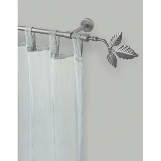 GARESA »SHEET« silber (mattchromfarben), L:230cm Ø:16mm, Metall, Gardinenstangen, Gardinenstange, Vorhanggarnitur, verlängerbar, Knopf mit Blätter, ohne Ringe,
