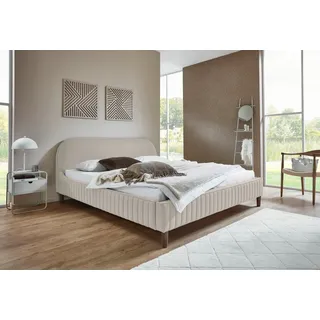 Atlantic Home Collection Polsterbett »Madita, 180x200cm, mit organischer Kopfteilform« luxuriös gepolstertes Kopfteil, Bezugstoff mit einem feinen Relief, beige