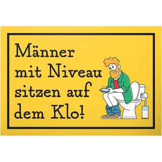 DankeDir! Männer mit Niveau Sitzen auf dem Klo - Schild 30 x 20 cm - Kloschild lustig Toilette Toilettenschild - Deko witzig Türschild Gäste WC Herren Wand Gästetoilette Herrentoilette