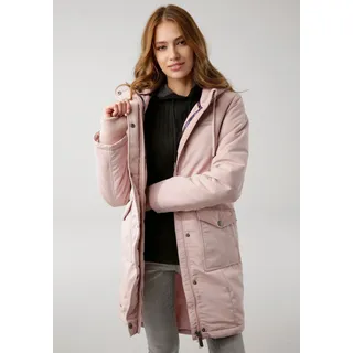 Langjacke KANGAROOS, Damen, Gr. 42, rosa, Web, Obermaterial: 100% Polyester. Futter: 100% Polyester. Wattierung: 100% Polyester, gepunktet, kontrastfarbene Details, unifarben mit Farbeinsatz, figurumspielend Po-bedeckend, Jacken Langjacke, mit 2-Wege-Reißverschluss