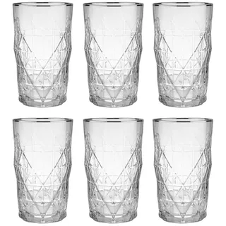 Butlers Longdrinkgläser (6er Set) Upscale 460 ml , Silberfarben , Glas , Gläser, Longdrinkgläser
