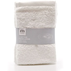 MERIDIANA Waschlappen aus 100% Baumwolle, maschinenwaschbar, Weiß, 3 Stück 30 x 30 cm