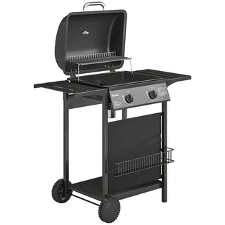 Gasgrill, Dual-Zone-Steuerung, Edelstahlkonstruktion, schwarz