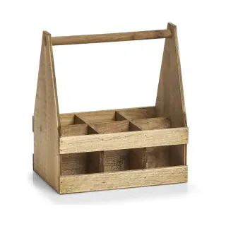Zeller Flaschenträger, Holz, für 12,5 cm hohe Flaschen, Rustikaler Flaschenkorb für 6 Flaschen, 1 Stück